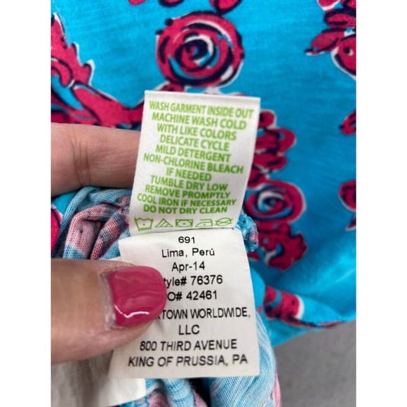 Lilly Pulitzer Dress Women’s XSmall‎ Blue Red Lace Trim 100% Cotton Short Summer - Picture 10 of 11